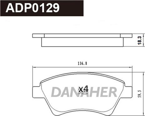 Danaher ADP0129 - Bremžu uzliku kompl., Disku bremzes autospares.lv