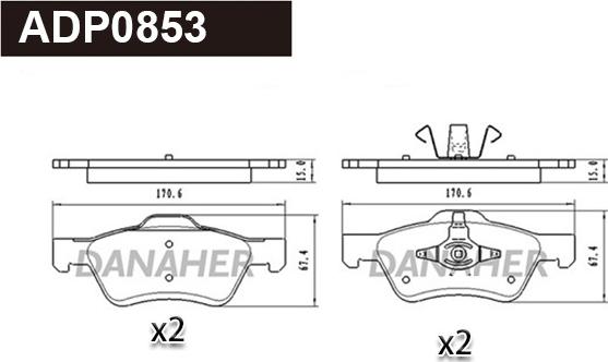 Danaher ADP0853 - Bremžu uzliku kompl., Disku bremzes autospares.lv