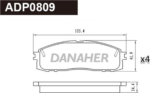 Danaher ADP0809 - Brake Pad Set, disc brake www.autospares.lv