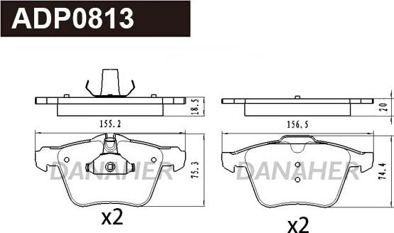 Danaher ADP0813 - Bremžu uzliku kompl., Disku bremzes autospares.lv