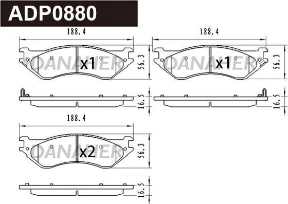 Danaher ADP0880 - Bremžu uzliku kompl., Disku bremzes www.autospares.lv