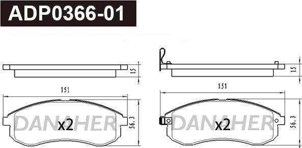 Danaher ADP0366-01 - Bremžu uzliku kompl., Disku bremzes autospares.lv