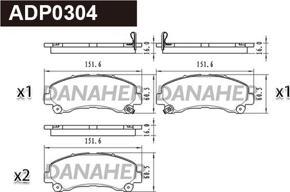 Danaher ADP0304 - Bremžu uzliku kompl., Disku bremzes www.autospares.lv