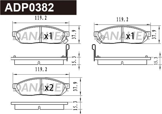 Danaher ADP0382 - Bremžu uzliku kompl., Disku bremzes autospares.lv