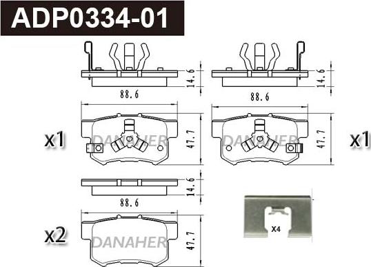 Danaher ADP0334-01 - Bremžu uzliku kompl., Disku bremzes autospares.lv