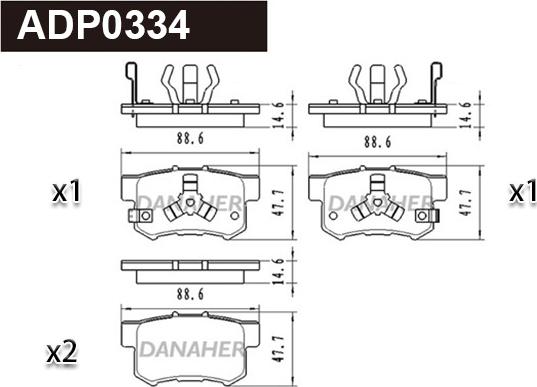 Danaher ADP0334 - Bremžu uzliku kompl., Disku bremzes autospares.lv