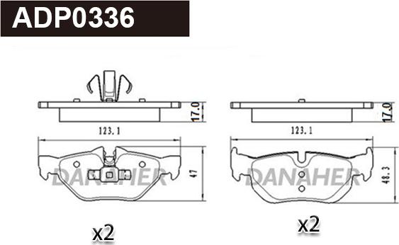 Danaher ADP0336 - Bremžu uzliku kompl., Disku bremzes autospares.lv