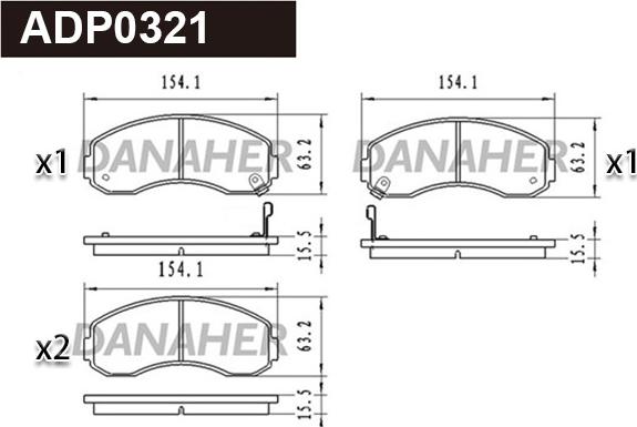 Danaher ADP0321 - Bremžu uzliku kompl., Disku bremzes www.autospares.lv