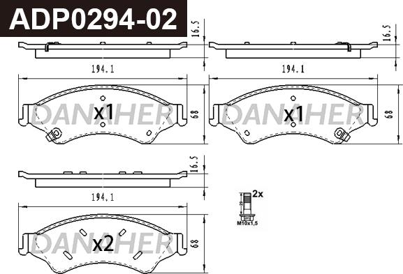 Danaher ADP0294-02 - Bremžu uzliku kompl., Disku bremzes autospares.lv