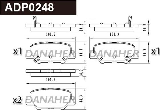 Danaher ADP0248 - Bremžu uzliku kompl., Disku bremzes www.autospares.lv