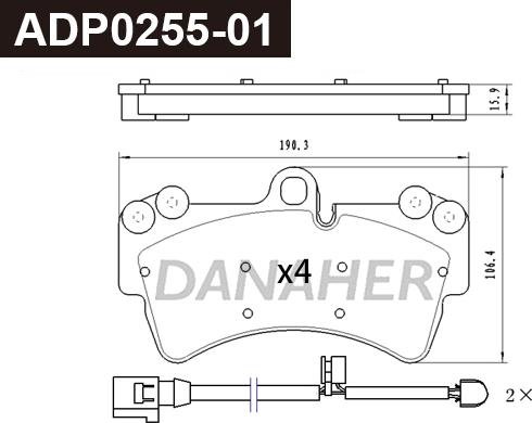 Danaher ADP0255-01 - Bremžu uzliku kompl., Disku bremzes autospares.lv