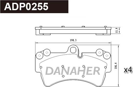 Danaher ADP0255 - Bremžu uzliku kompl., Disku bremzes autospares.lv