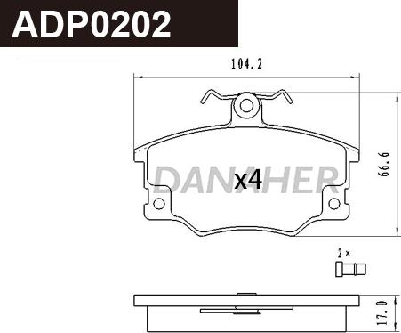 Danaher ADP0202 - Bremžu uzliku kompl., Disku bremzes autospares.lv