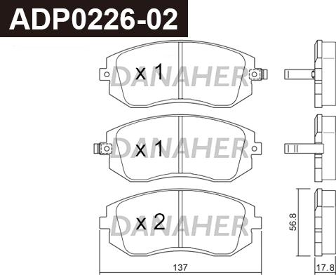 Danaher ADP0226-02 - Bremžu uzliku kompl., Disku bremzes autospares.lv