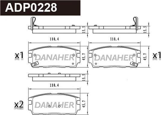 Danaher ADP0228 - Bremžu uzliku kompl., Disku bremzes www.autospares.lv