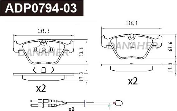 Danaher ADP0794-03 - Bremžu uzliku kompl., Disku bremzes autospares.lv