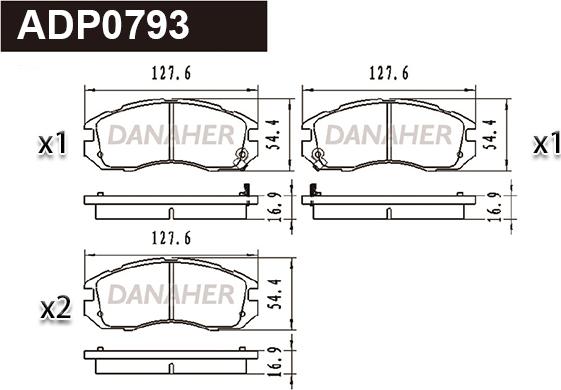 Danaher ADP0793 - Тормозные колодки, дисковые, комплект www.autospares.lv