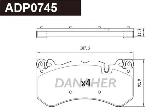 Danaher ADP0745 - Bremžu uzliku kompl., Disku bremzes www.autospares.lv