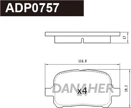 Danaher ADP0757 - Bremžu uzliku kompl., Disku bremzes autospares.lv