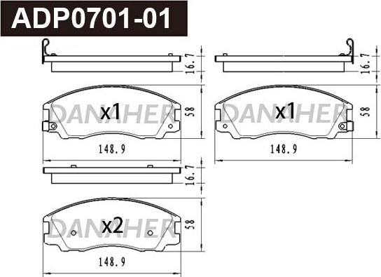 Danaher ADP0701-01 - Bremžu uzliku kompl., Disku bremzes www.autospares.lv