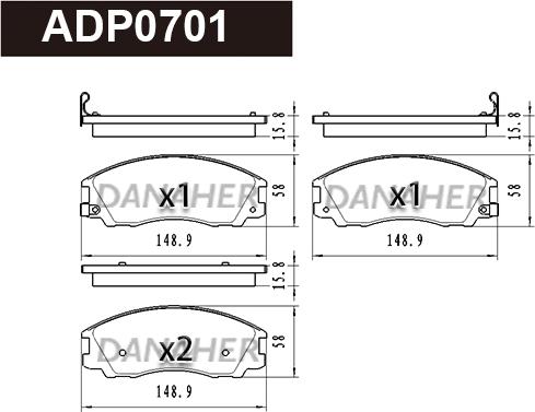 Danaher ADP0701 - Bremžu uzliku kompl., Disku bremzes www.autospares.lv