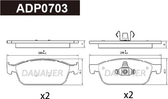 Danaher ADP0703 - Bremžu uzliku kompl., Disku bremzes autospares.lv