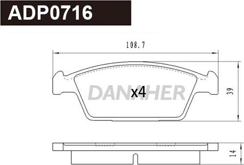 Danaher ADP0716 - Bremžu uzliku kompl., Disku bremzes www.autospares.lv