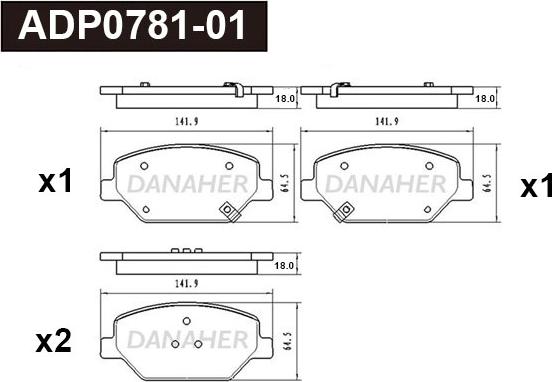 Danaher ADP0781-01 - Bremžu uzliku kompl., Disku bremzes www.autospares.lv