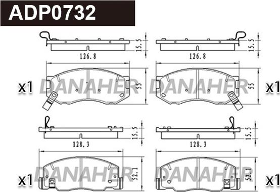 Danaher ADP0732 - Brake Pad Set, disc brake www.autospares.lv