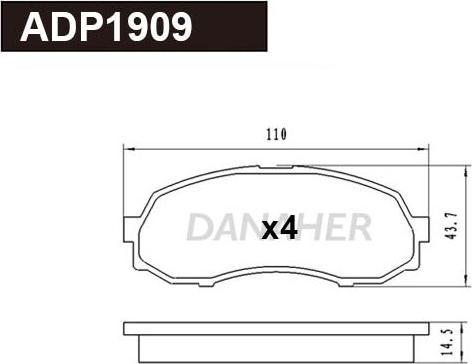 Danaher ADP1909 - Bremžu uzliku kompl., Disku bremzes www.autospares.lv