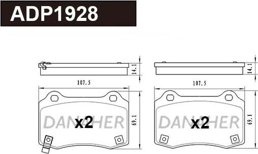 Danaher ADP1928 - Bremžu uzliku kompl., Disku bremzes www.autospares.lv