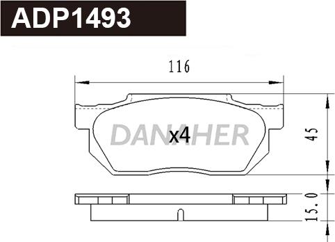 Danaher ADP1493 - Bremžu uzliku kompl., Disku bremzes autospares.lv