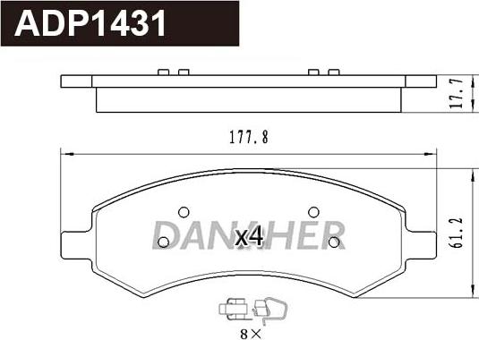 Danaher ADP1431 - Bremžu uzliku kompl., Disku bremzes www.autospares.lv