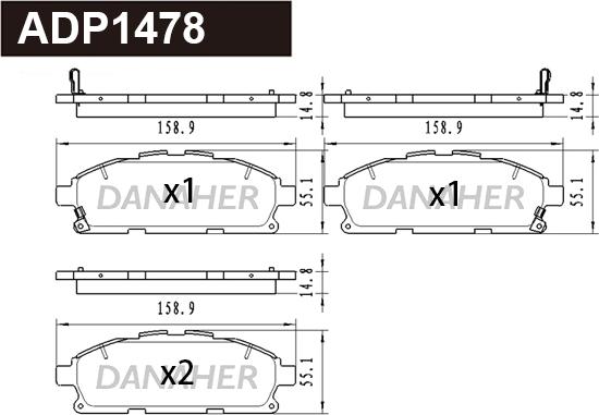 Danaher ADP1478 - Bremžu uzliku kompl., Disku bremzes autospares.lv