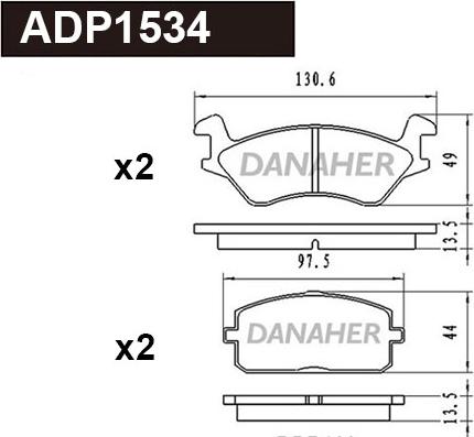 Danaher ADP1534 - Brake Pad Set, disc brake www.autospares.lv