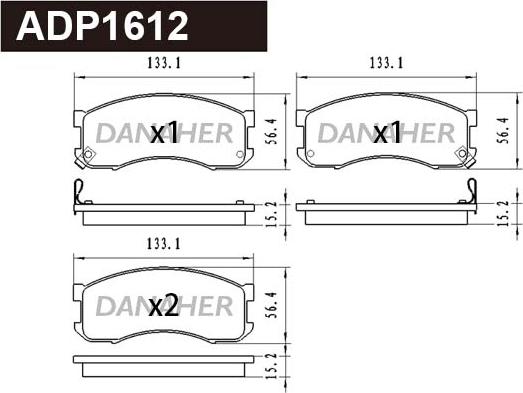 Danaher ADP1612 - Bremžu uzliku kompl., Disku bremzes autospares.lv