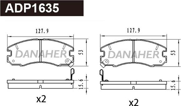 Danaher ADP1635 - Brake Pad Set, disc brake www.autospares.lv