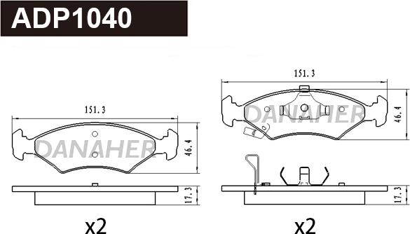 Danaher ADP1040 - Bremžu uzliku kompl., Disku bremzes autospares.lv