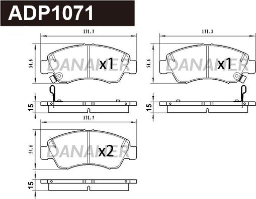 Danaher ADP1071 - Brake Pad Set, disc brake www.autospares.lv