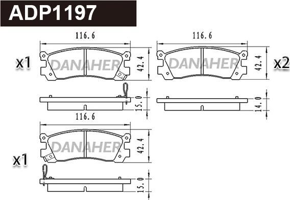 Danaher ADP1197 - Bremžu uzliku kompl., Disku bremzes www.autospares.lv