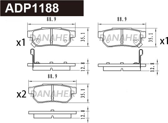 Danaher ADP1188 - Bremžu uzliku kompl., Disku bremzes www.autospares.lv