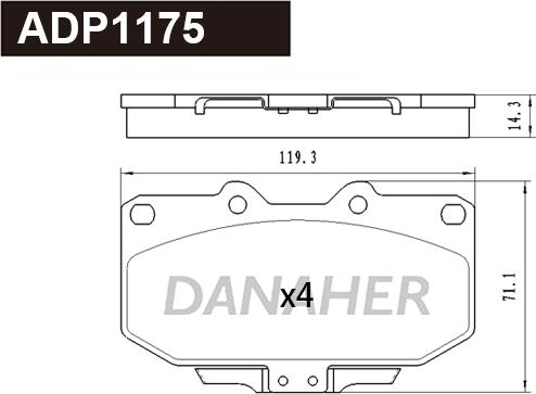 Danaher ADP1175 - Bremžu uzliku kompl., Disku bremzes www.autospares.lv