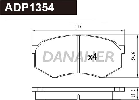 Danaher ADP1354 - Bremžu uzliku kompl., Disku bremzes autospares.lv