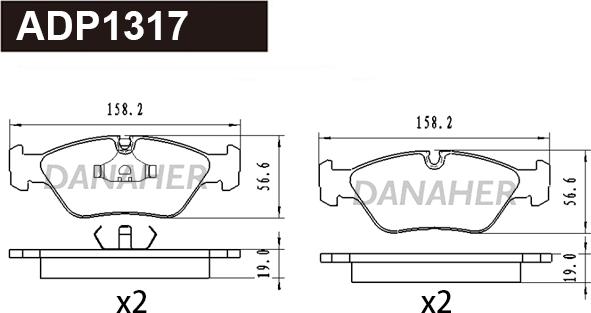 Danaher ADP1317 - Bremžu uzliku kompl., Disku bremzes autospares.lv