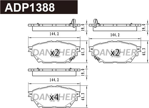 Danaher ADP1388 - Bremžu uzliku kompl., Disku bremzes www.autospares.lv