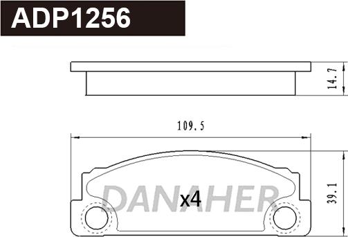 Danaher ADP1256 - Тормозные колодки, дисковые, комплект www.autospares.lv