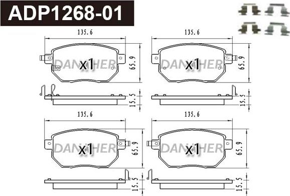 Danaher ADP1268-01 - Bremžu uzliku kompl., Disku bremzes www.autospares.lv