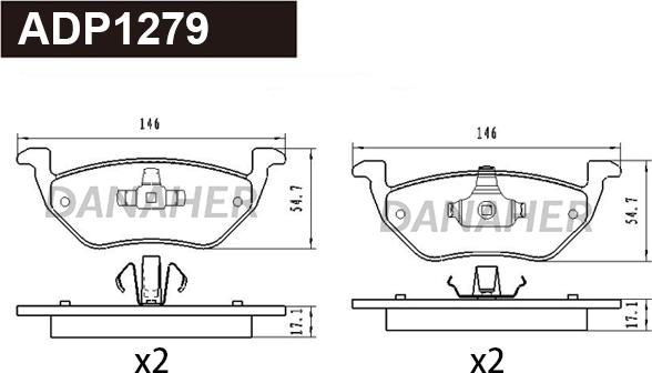 Danaher ADP1279 - Bremžu uzliku kompl., Disku bremzes www.autospares.lv