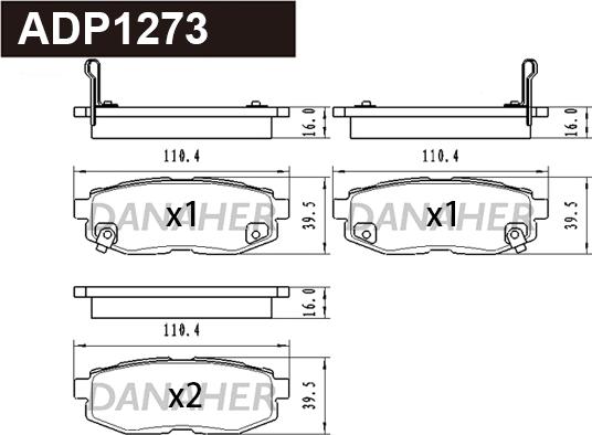 Danaher ADP1273 - Bremžu uzliku kompl., Disku bremzes www.autospares.lv