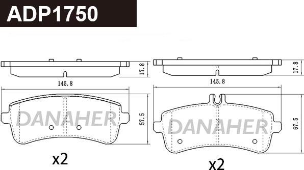 Danaher ADP1750 - Тормозные колодки, дисковые, комплект www.autospares.lv